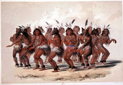インディアン・ベア・ダンス - ジョルジュ・カトリンによるリトグラフ 作： George Catlin