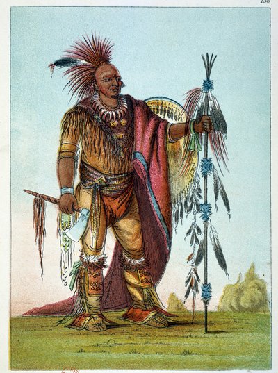 アメリカインディアン：サクソン人とキツネ族の指導者の肖像 作： George Catlin