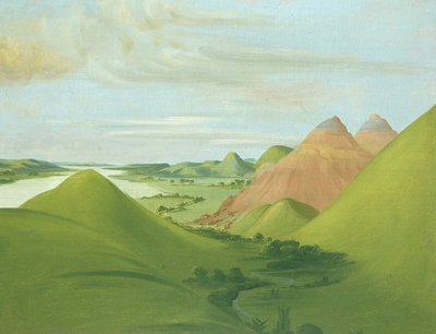 アイアン ブラフ、セントルイスから 1200 マイル上、1832 年。 作： George Catlin