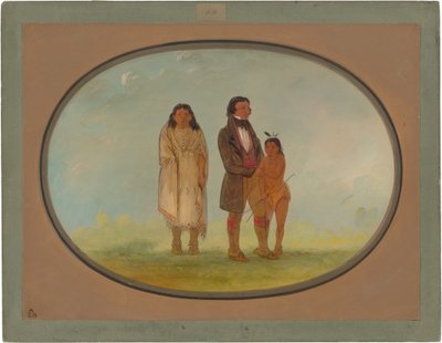 カスカスカ族長とその母と息子 作： George Catlin
