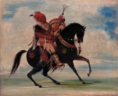 馬に乗った部族の長、キー・オ・クック（見張りの狐 作： George Catlin