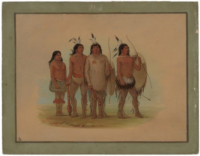 カイオワ族長とその妻、そして二人の戦士 作： George Catlin