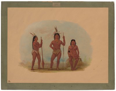 クラホクァットの酋長とその妻と息子 作： George Catlin