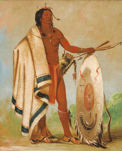 Kotz-a-tó-ah、スモーク シールド、著名な戦士、1834 年。 作： George Catlin