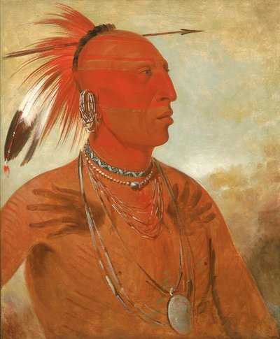 ラ・ワー・ヘ・クーツ・ラ・シャウ・ノ、勇敢な酋長、スキディ（狼）・ポーニー族 作： George Catlin