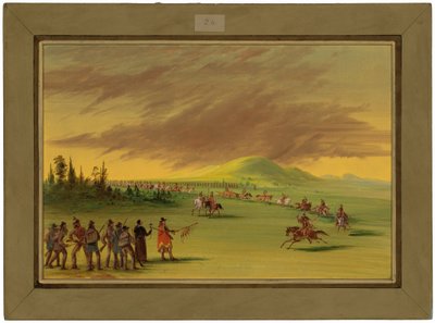 ラ・サールは、テキサスの大草原でスニ族インディアンの軍団と出会う。 1686年4月25日 作： George Catlin