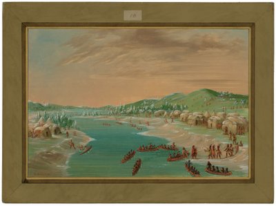 ラ・サールと一行はイリノイの村に到着。 1680年1月1日 作： George Catlin