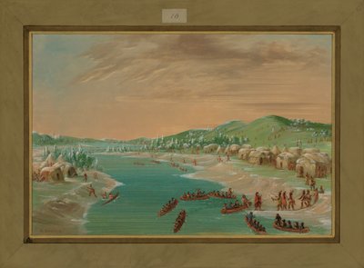 ラサールとパーティーがイリノイの村に到着、1680年1月1日、1847-48 作： George Catlin