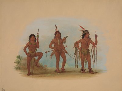 Lengua Medicine Man with Two Warriors、18541869。 作： George Catlin