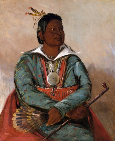 Mó-sho-la-túb-bee（モ・ショ・ラ・トゥッ・ビー）、部族の長である。 作： George Catlin