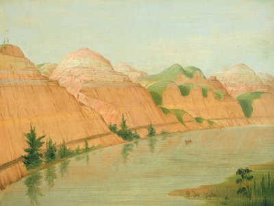 壮大なクレイ・ブラフ、セントルイス上空1800マイル 作： George Catlin