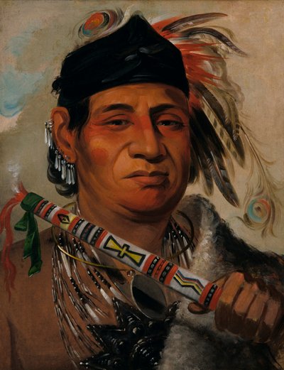 マ・ケ・ミ・テウブ、グリズリーベア、部族の長 作： George Catlin