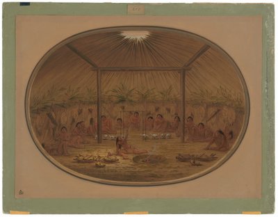 マンダンセレモニー - 水が沈む 作： George Catlin