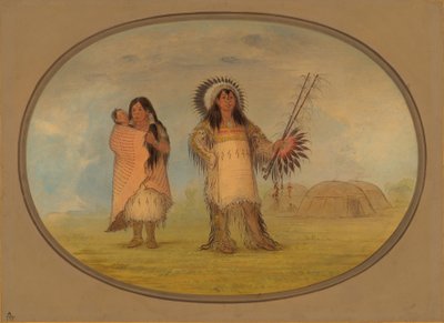 Mandan Civil Chief、彼の妻、および子供、18611869。 作： George Catlin
