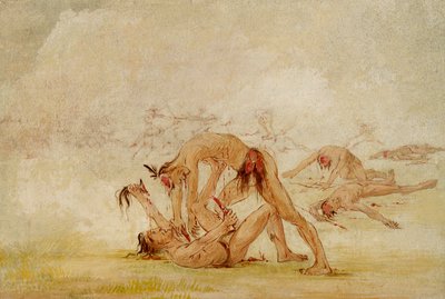 マンダンが敵をさばく 作： George Catlin