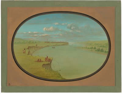 マンダン ビレッジ - 遠景 作： George Catlin
