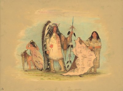 マンダン戦争の酋長とお気に入りの妻、18611869。 作： George Catlin