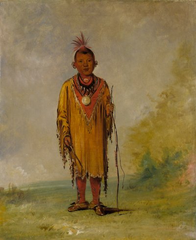 Me-sóu-wahk、鹿の毛、Kee-o-kúkのお気に入りの息子 作： George Catlin