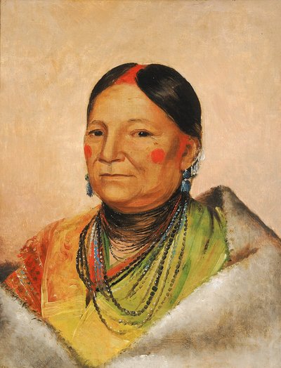 ミー・チェット・エ・ヌ、傷ついた熊の肩、酋長の妻 作： George Catlin