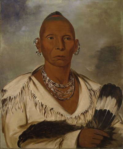 ムッカ・タ・ミシュ・オ・カーク、ブラック・ホーク、著名なサックの酋長 作： George Catlin