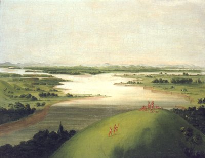 プラット川の河口、セントルイスから 900 マイル上、1832 年。 作： George Catlin