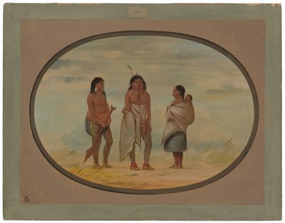 ナヤ族のインディアン酋長とその妻、そして戦士 作： George Catlin