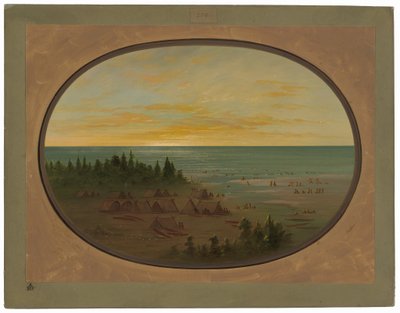 ナヤス ビレッジ - インディアンの入浴 作： George Catlin