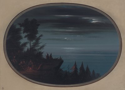 夜のナヤス村、18551869。 作： George Catlin