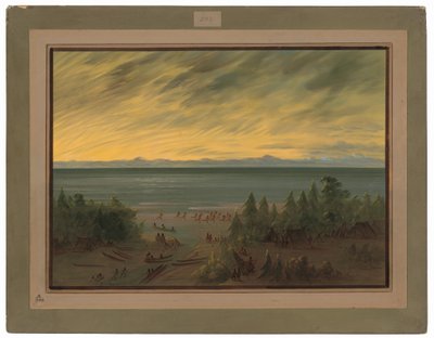 夕暮れ時のナヤス ビレッジ 作： George Catlin