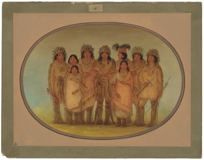 ロンドンの 9 人のオジビウェイ インディアン 作： George Catlin