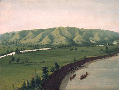 ニシュナボッタナ ブラフス、セントルイスから 1070 マイル上、1832 年。 作： George Catlin