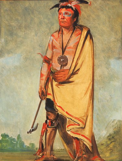 No-ak-chóo-she-kaw、茂みを壊す彼、1828年。 作： George Catlin