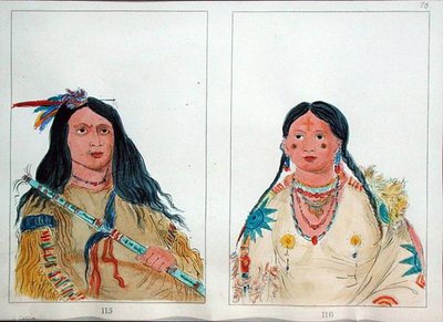 北米インディアン（ペン、インク、水彩、紙） 作： George Catlin