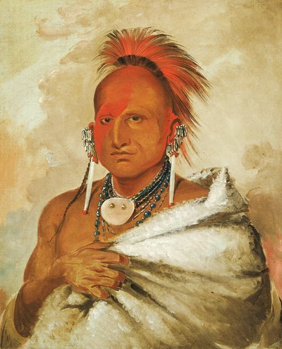 O-rón-gás-see, Bear-catcher, a Celebrated Warrior, 1832. 作： George Catlin