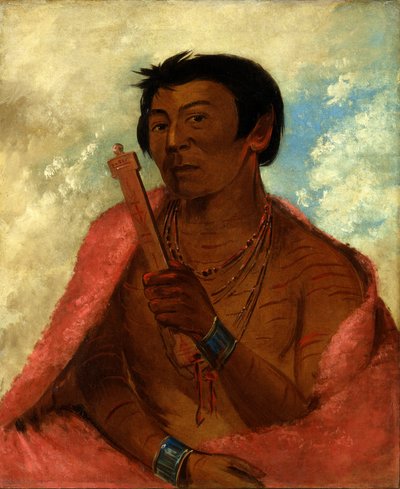 On-sáw-kie、The Sauk、祈りの行為、1830 年。 作： George Catlin