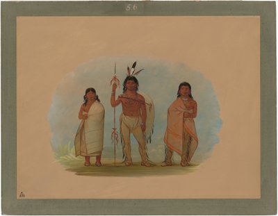 オタワの酋長とその妻、そして戦士 作： George Catlin