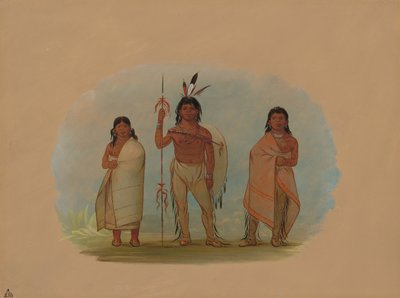 オタワの酋長、その妻、そして戦士、18611869。 作： George Catlin