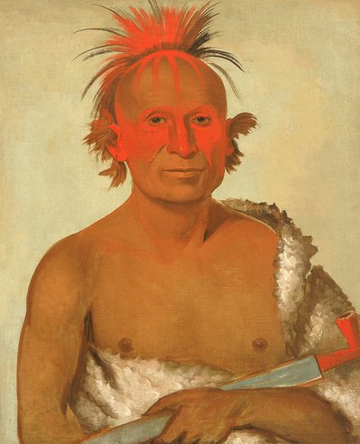 Pash-ee-pa-hó、リトル スタブ チーフ、ザ ヤンガー、ブラック ホークの勇者の 1 人、1832 年。 作： George Catlin