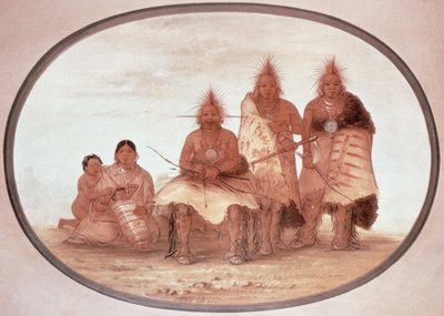 ポーニー族の戦士たち、1832年頃（カラーリトグラフ 作： George Catlin