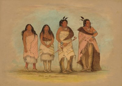 ポーネピクト族長、2 人の娘、1 人の戦士、18611869。 作： George Catlin