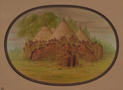 パイプダンス - Assinneboine、18611869。 作： George Catlin