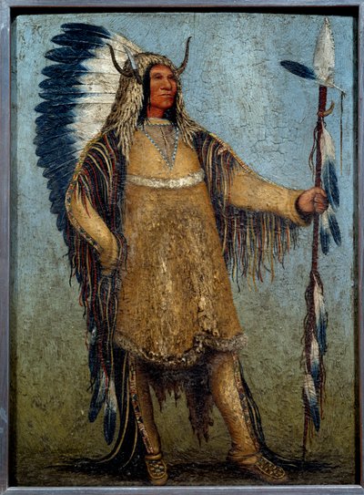 パーティー衣装を着たインディー・チーフの全身肖像画 画：ジョージ・カトリン（1794-1872 作： George Catlin