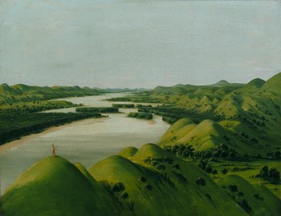 リバー・ブラフ、セントルイス上空1320マイル 作： George Catlin