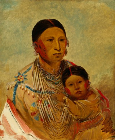 Ru-ton-ye-wee-ma、気取ったピジョン、ホワイト クラウドの妻、1844 年。 作： George Catlin
