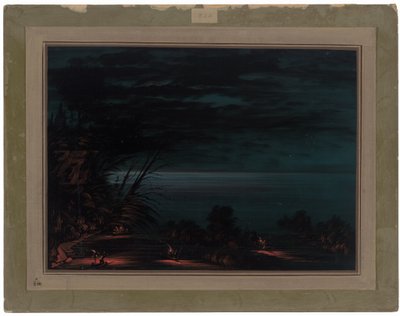 サーモン スピアリング - オットワス 作： George Catlin