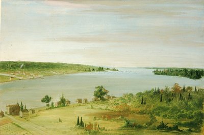 スーセント。 マリー、1836年から1837年までの距離にある米国駐屯地を示しています。 作： George Catlin