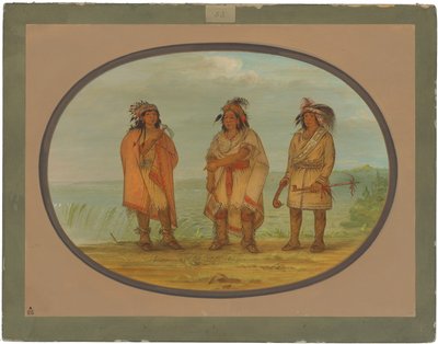 セネカの酋長、レッド ジャケット、2 人の戦士 作： George Catlin
