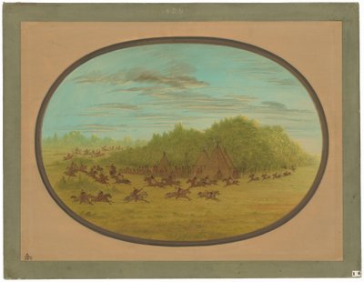 カマンチ族のシャムファイト 作： George Catlin