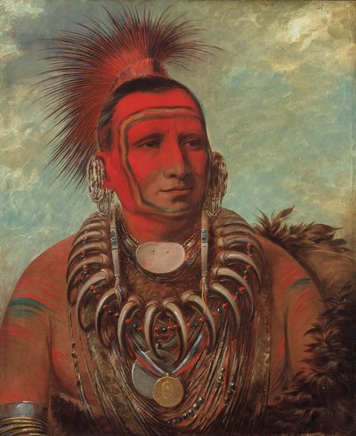ション・タ・イガ、リトル・ウルフ、有名な戦士、1844-1845。 作： George Catlin