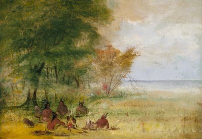 スー インディアン評議会、深遠な審議の首長、1832 年から 1837 年。 作： George Catlin